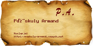 Páskuly Armand névjegykártya